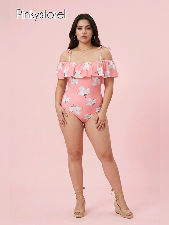 Other - 💮Floral Ruffle Peach Swimsuit 💮